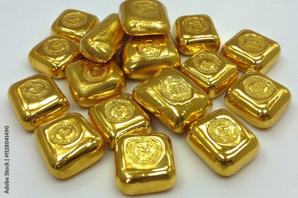 Golden Bars on a White Surface Golden Bars on a White Surface