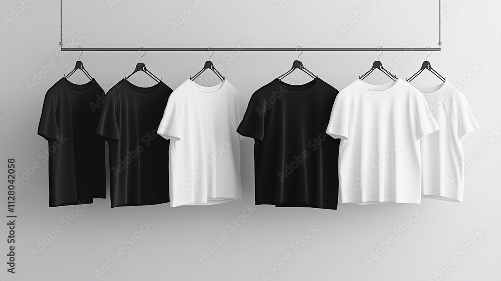 Blank T-shirts Hanging on a Rack. Blank T-shirts Hanging on a Rack.