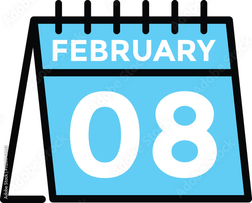 February 8 on calendar icon vector. Calendar vector icon. Deadline. Date. 