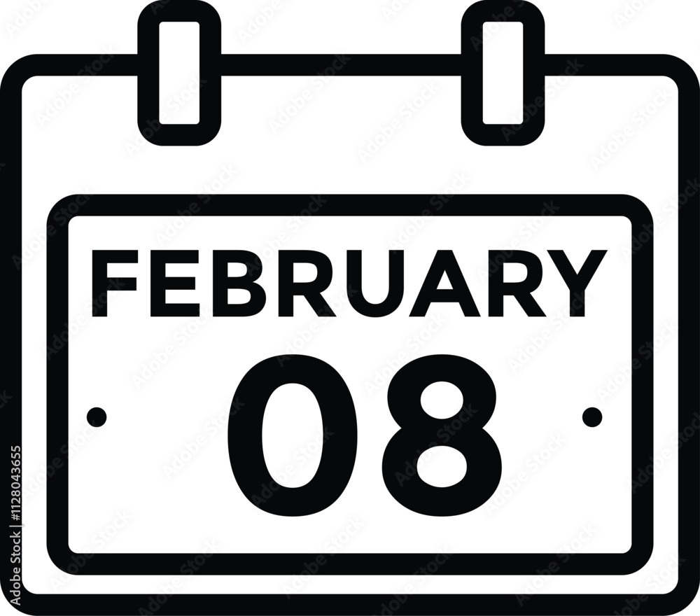 February 8 on calendar icon vector. Calendar vector icon. Deadline. Date. February 8 on calendar icon vector. Calendar vector icon. Deadline. Date.