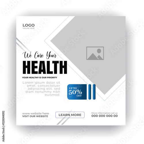 Professional medical healthcare service social media post template design
