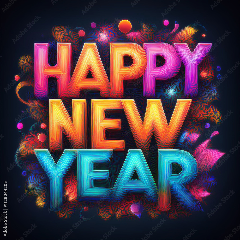 happy new year greeting in colorful text effect happy new year greeting in colorful text effect