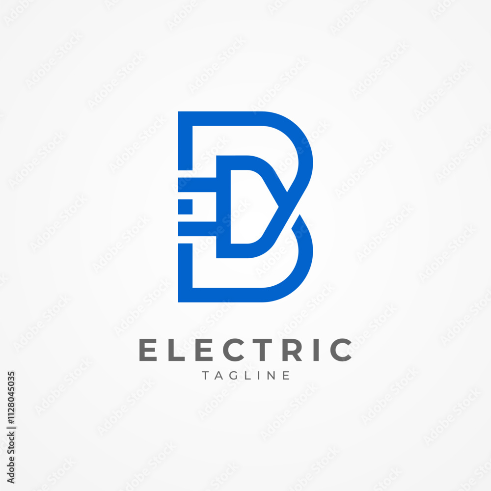 Letter B Electric Logo, letter B with electric icon inside, plug design logo template, vector illustration Letter B Electric Logo, letter B with electric icon inside, plug design logo template, vector illustration