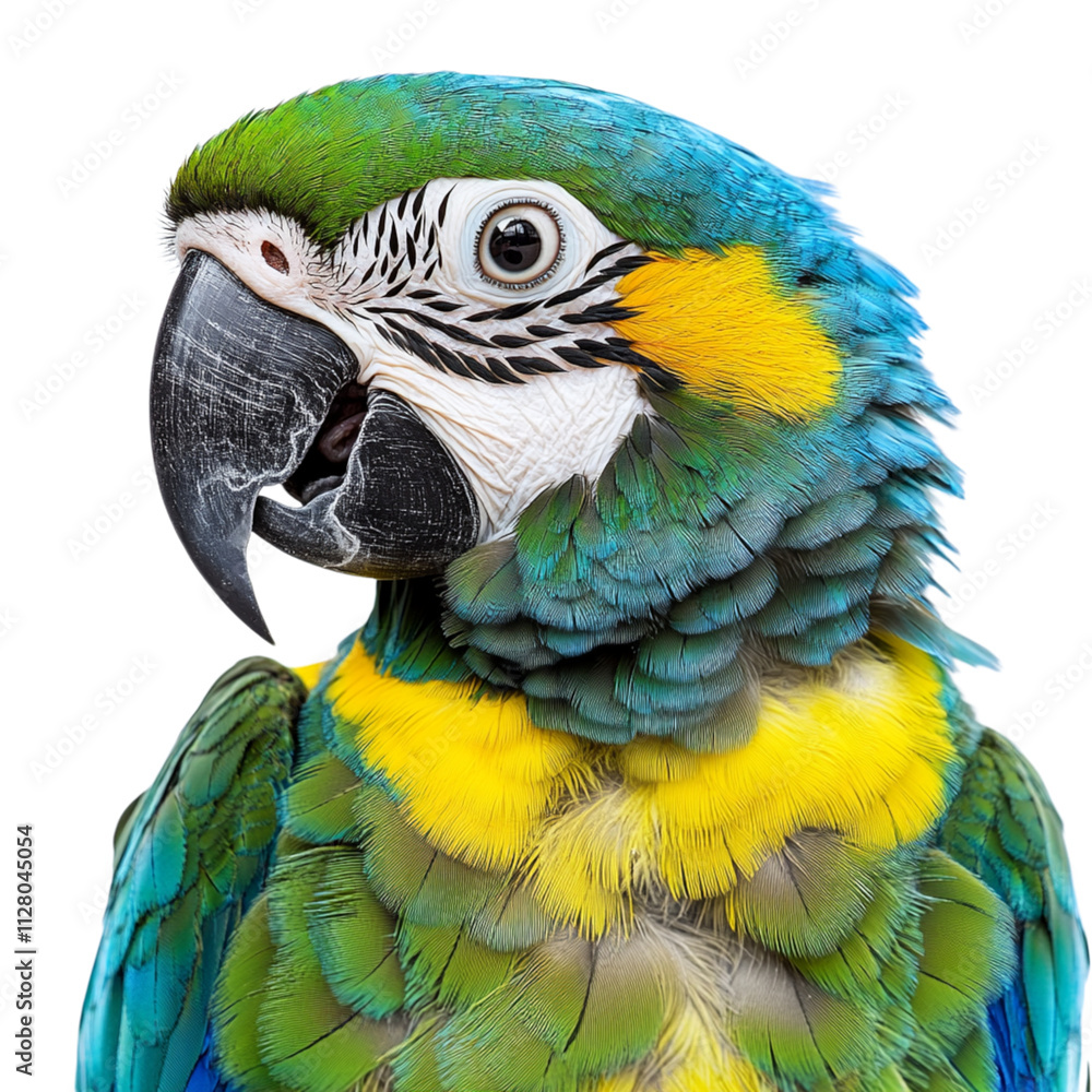 Close-up of a Blue and Gold Macaw on Transparent Background Close-up of a Blue and Gold Macaw on Transparent Background