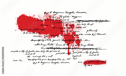 Unreadable handwriting. Sweeping handwriting with crossed out words. Vector illustration of a poetic work written with a pen. Abstract lettering on a white background. Seamless slogan handwriting patt