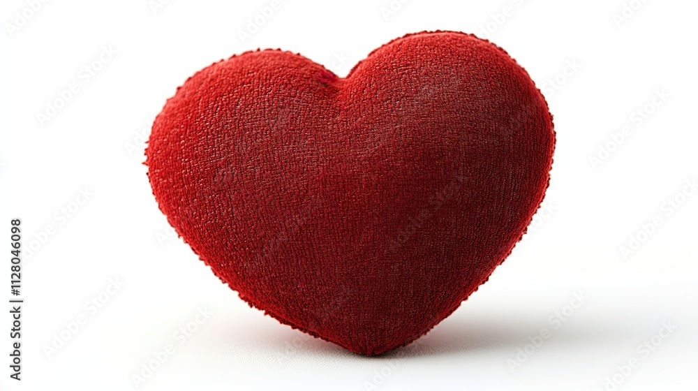 A red heart with a velvety texture, isolated on a white background, perfect for Valentinea??s Day designs, romantic themes, or healthcare visuals. A red heart with a velvety texture, isolated on a white background, perfect for Valentinea??s Day designs, romantic themes, or healthcare visuals.