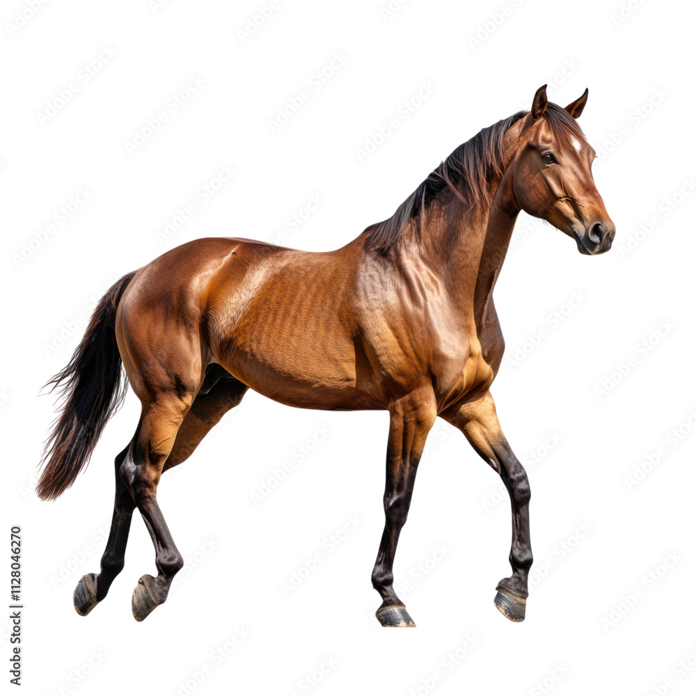 A chestnut brown horse standing on Transparent Background A chestnut brown horse standing on Transparent Background