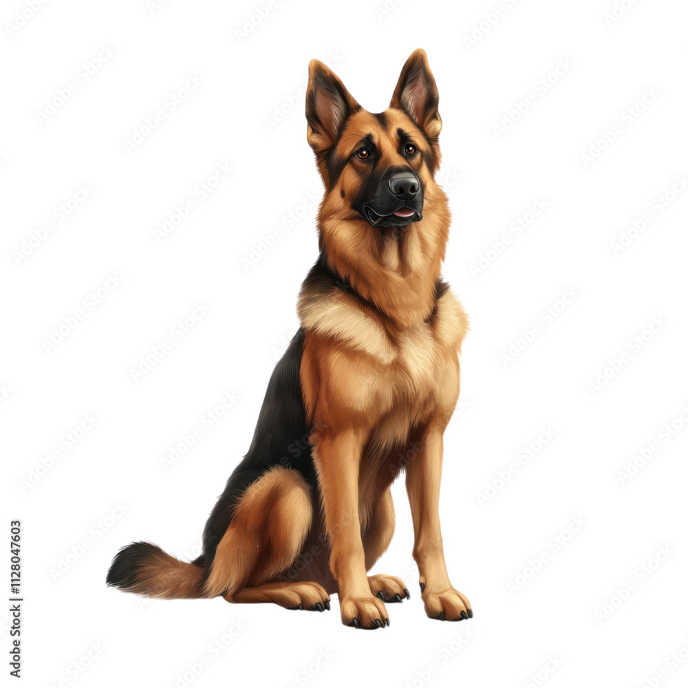 German Shepherd Dog Portrait on Transparent Background German Shepherd Dog Portrait on Transparent Background