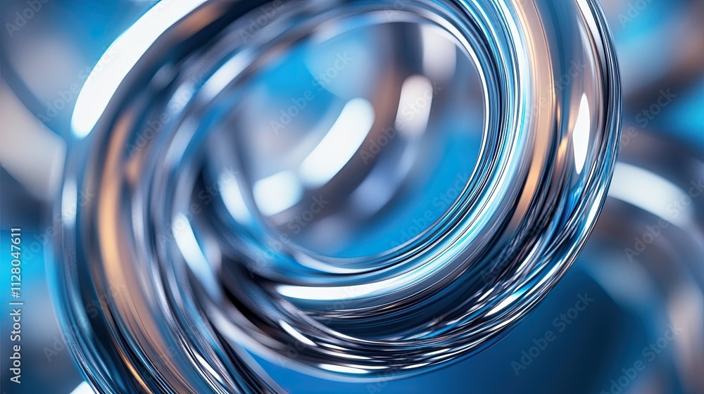 An endless loop of metal on a blue backdrop An endless loop of metal on a blue backdrop