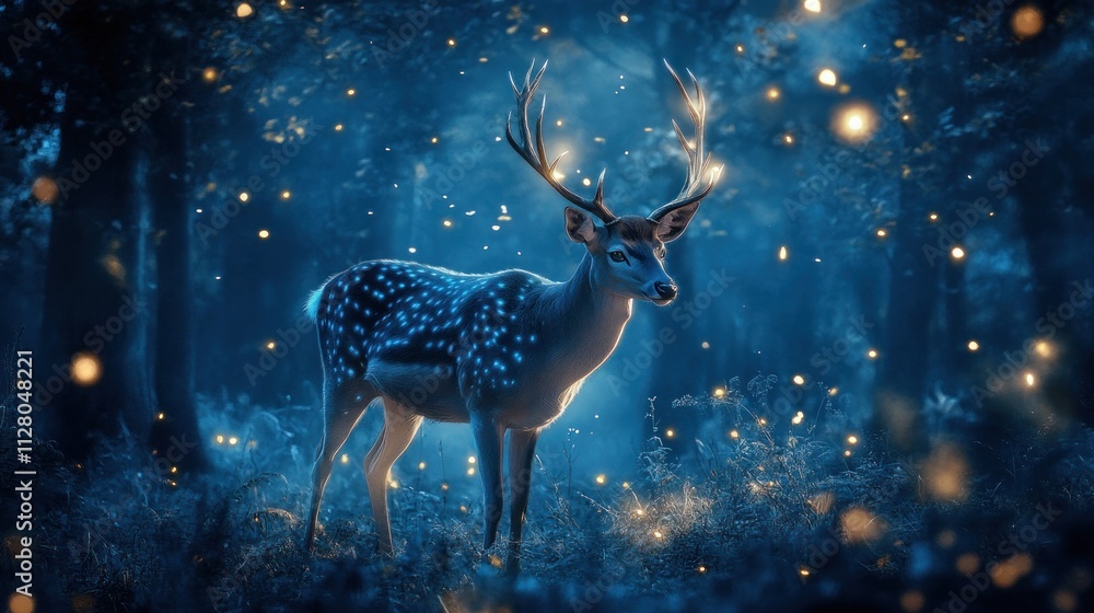 Magical Deer in a Blue Forest Magical Deer in a Blue Forest