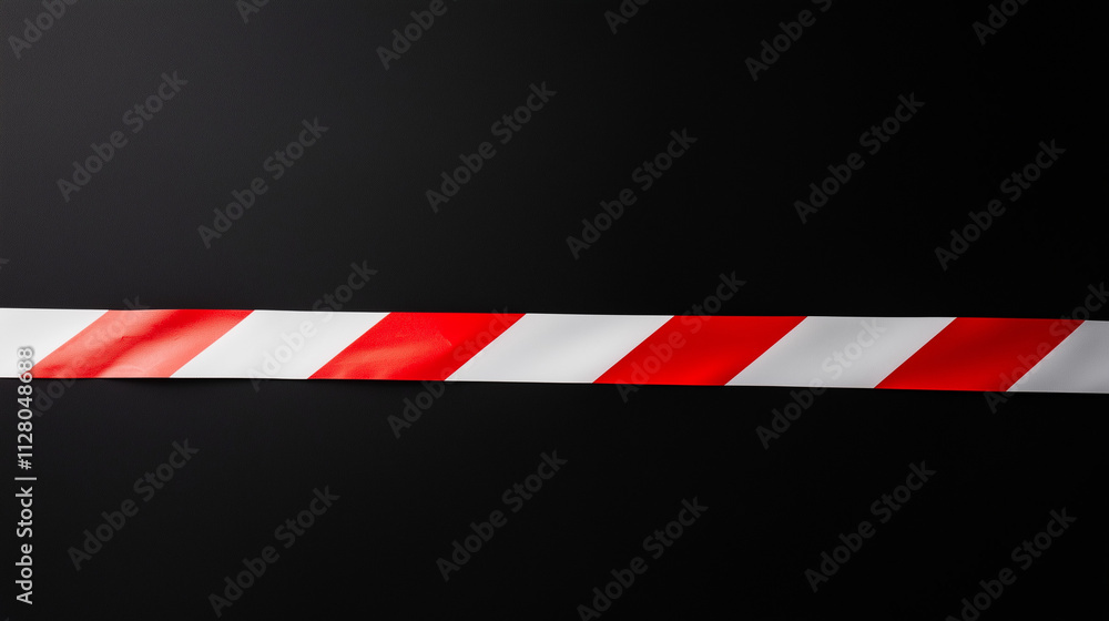 Horizontal red and white caution tape isolated on a black background Horizontal red and white caution tape isolated on a black background