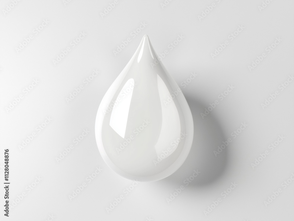 Fototapeta premium Shiny 3D raindrop with delicate highlights on a muted gray backdrop