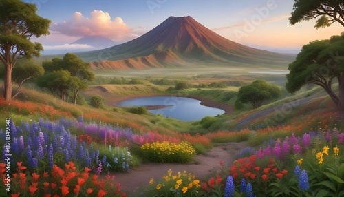 Mountain Background Mount Everest Sunset Sunrise Landscape Natural Beauty Peaks Hills Volcano View