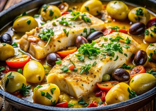 Close-Up Bacalhau do Porto: Authentic Portuguese Cod Recipe, Traditional Food Photography photo