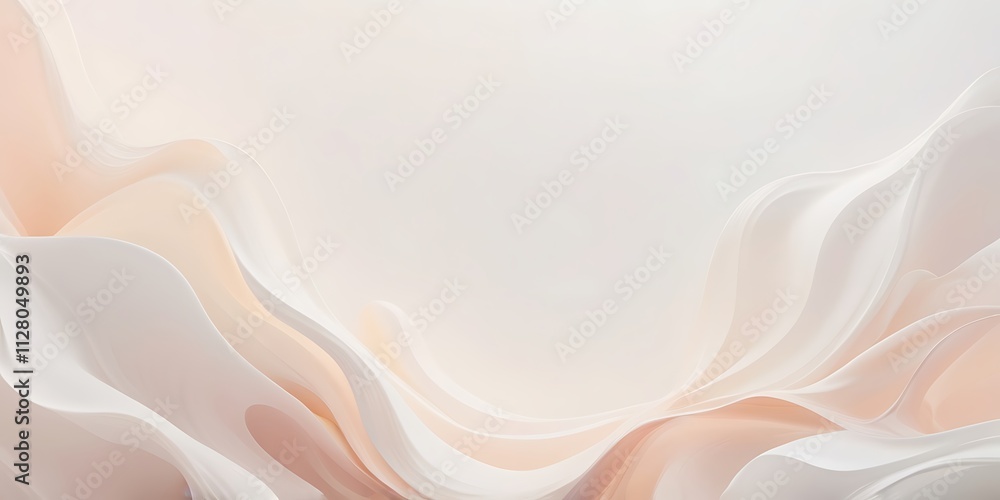 Obraz premium Serene Digital Abstract Artwork of Flowing Waves in Muted Cream, Beige, and Light Pink Tones