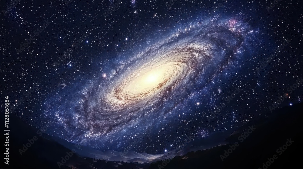 Obraz premium Galaxy Spiral over Rolling Hills