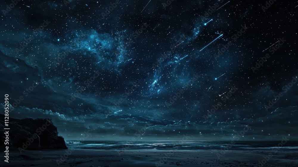 Fototapeta premium Starry Sky with Shooting Stars