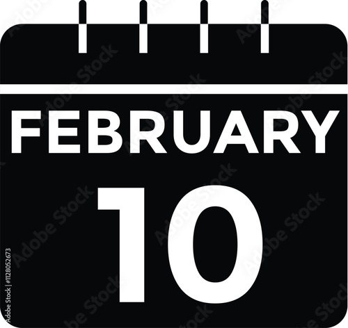 February 10 on calendar icon vector. Calendar vector icon. Deadline. Date. 