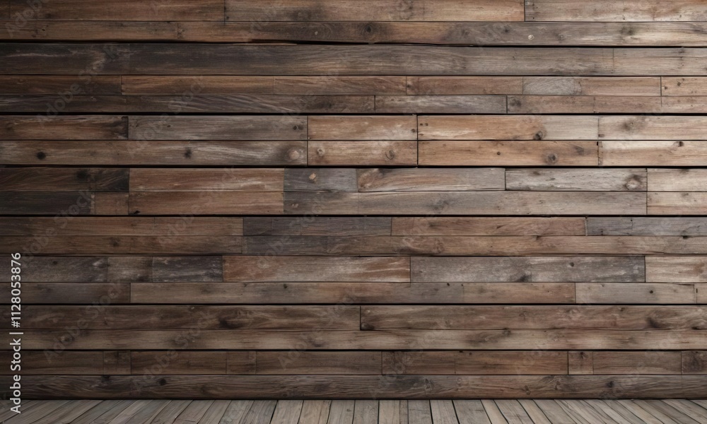 Weathered wooden wall background with textured planks, aged, rustic, worn, brown Weathered wooden wall background with textured planks, aged, rustic, worn, brown