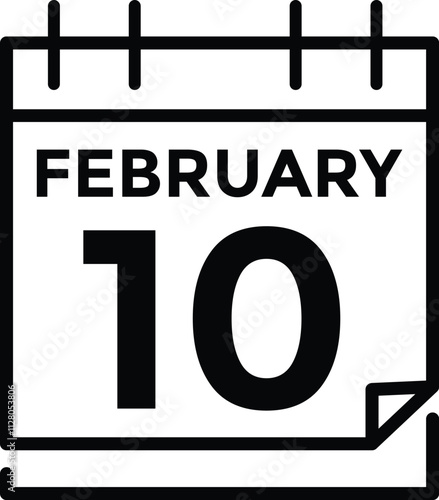 February 10 on calendar icon vector. Calendar vector icon. Deadline. Date. 