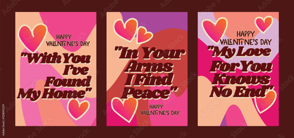 Naklejka premium Creative Valentine Cards with Bold Red Heart Motifs