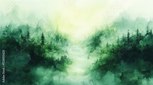 Green Watercolor Textured Background Abstract