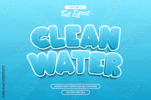 Clean water editable text effect with blue background