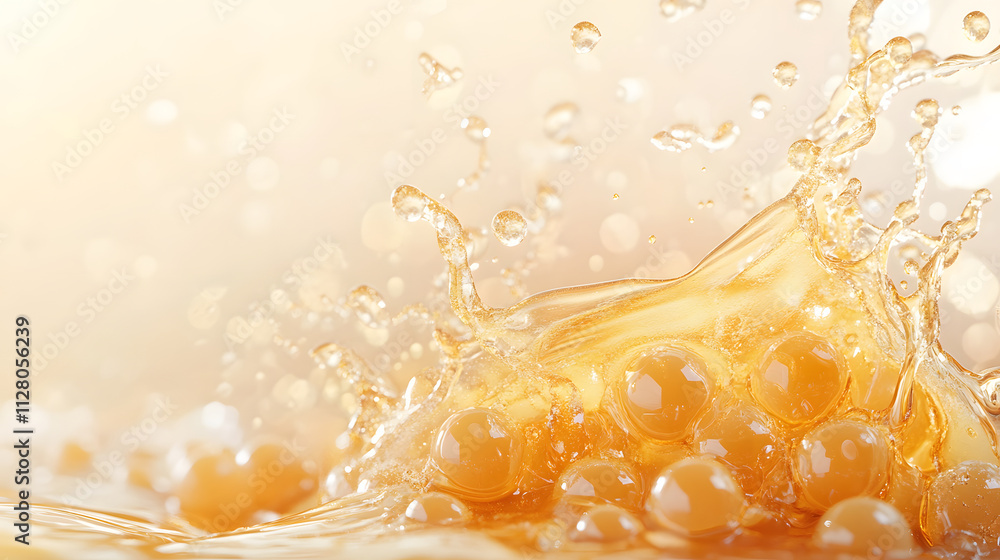 vibrant splash of orange liquid with boba pearls creates refreshing scene. dynamic movement and bright colors evoke sense of joy and excitement vibrant splash of orange liquid with boba pearls creates refreshing scene. dynamic movement and bright colors evoke sense of joy and excitement