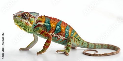 Panther Chameleon Portrait – Exotic Reptile on White