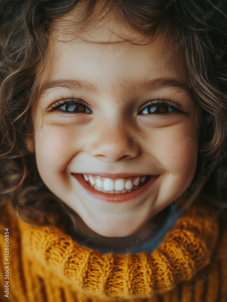 Little girl with curly hair smiling Little girl with curly hair smiling