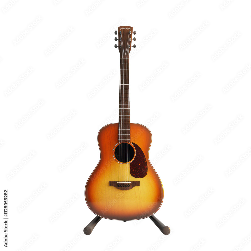 Fototapeta premium Acoustic Guitar on Stand on Transparent Background