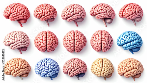 Collection of human brains on whitr