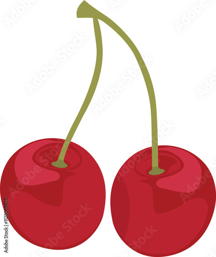a drawing of cherries with a green arrow pointing to the right.