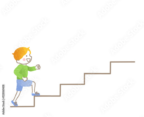階段をのぼる男の子