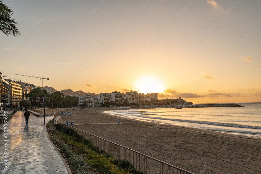Sunrise in the tourist city of Benidorm in Alicante, Spain in 2024. Sunrise in the tourist city of Benidorm in Alicante, Spain in 2024.