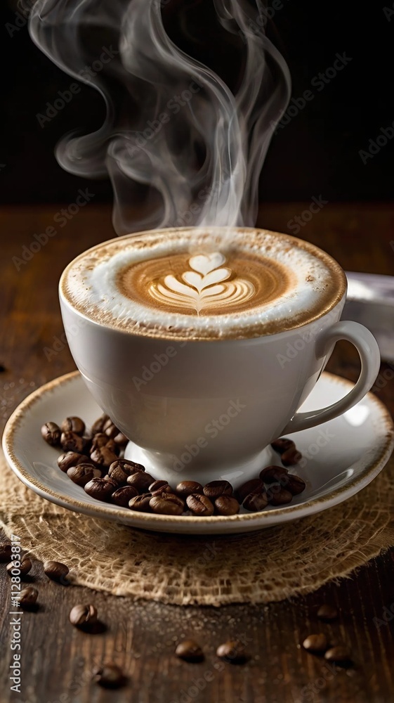 cup of coffee with beans cup of coffee with beans