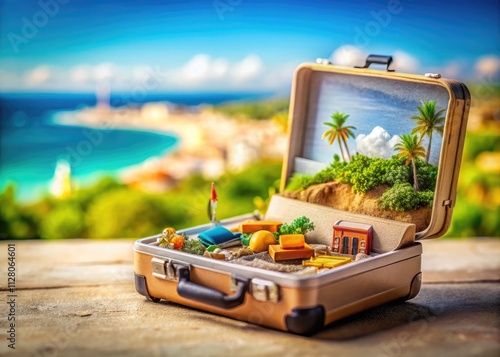 Transform your vacation photos into enchanting miniature scenes with this innovative tilt-shift travel suitcase. photo