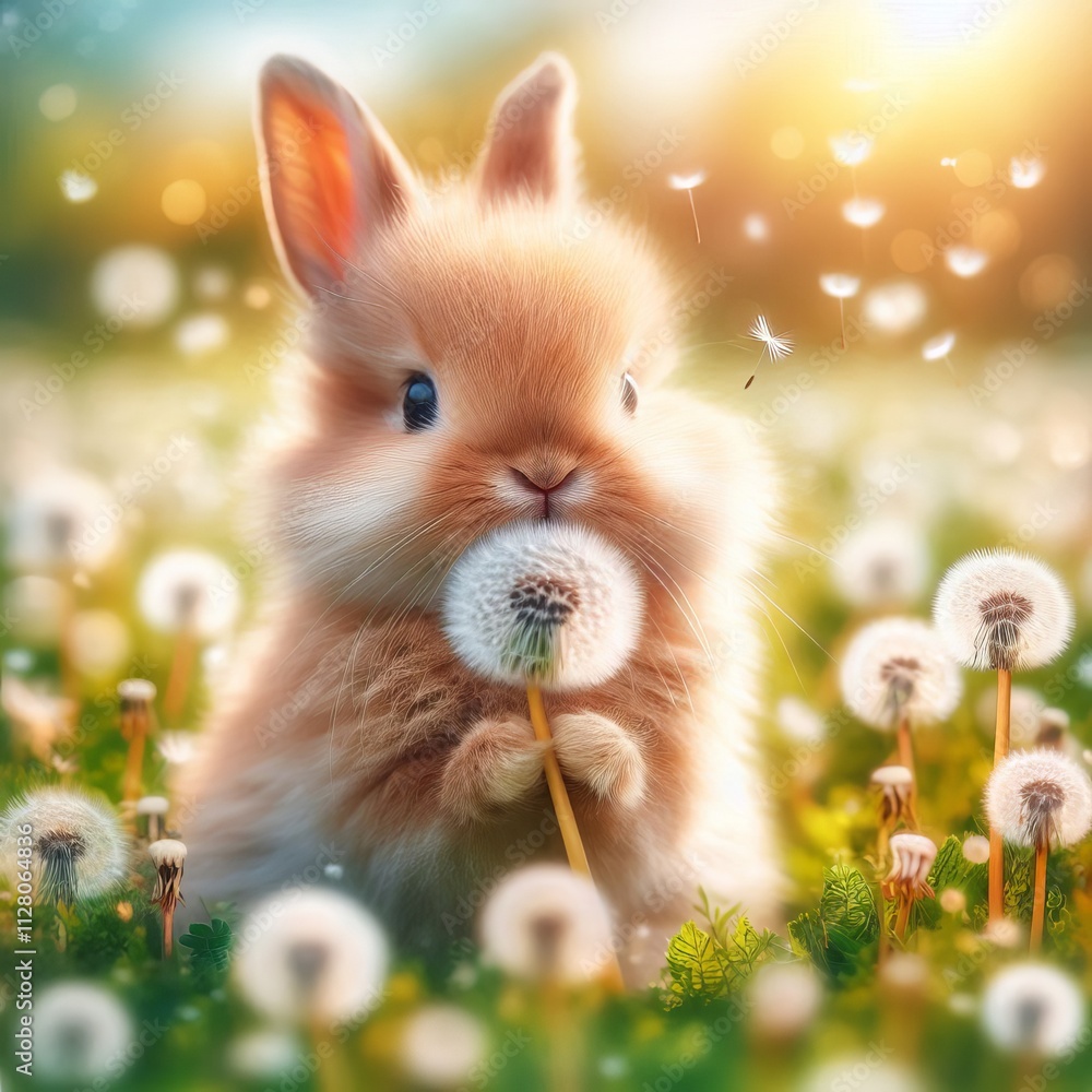 Bunny with Dandelion Bunny blowing on a dandelion seed head Bunny with Dandelion Bunny blowing on a dandelion seed head