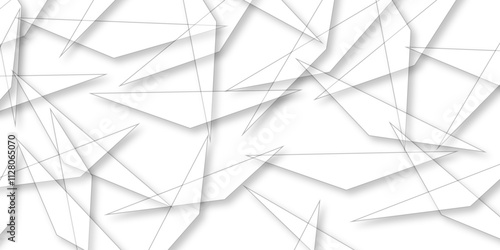 Abstract background with liens and triangles shape on white background. White and grey geometric overlapping rectangle pattern Geometric background soft shadows as patten ..White polygon textured .