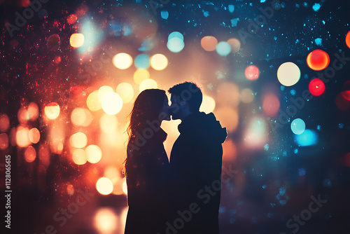 photo of a couple sharing a kiss at midnight