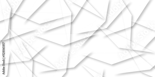 Abstract background with liens and triangles shape on white background. White and grey geometric overlapping rectangle pattern Geometric background soft shadows as patten ..White polygon textured .	
