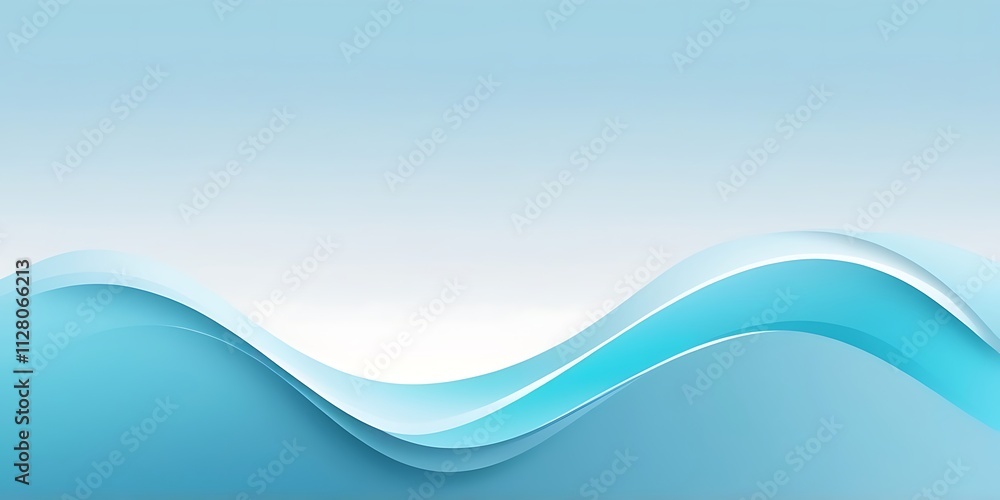 Obraz premium Abstract Digital Artwork of Flowing Blue Wave Design with Gradient Shades and Minimalist Aesthetic
