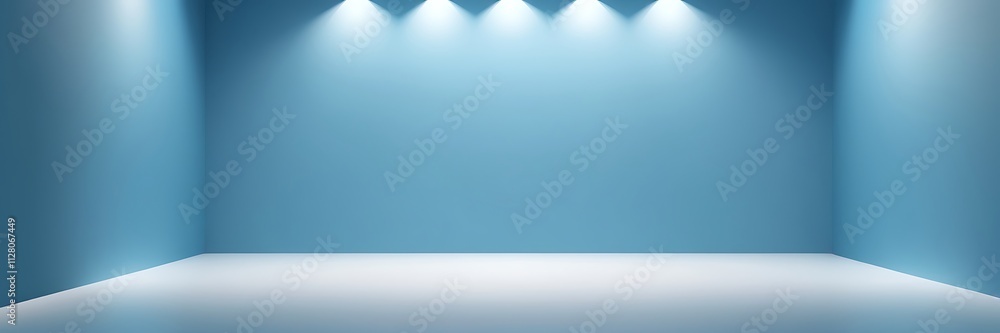 Minimalist Modern Interior with Empty Display Area on Gradient Blue Background Minimalist Modern Interior with Empty Display Area on Gradient Blue Background