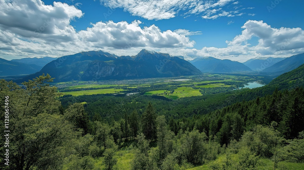 Fototapeta premium Rocky Mountains with forest trees and mountains in the background