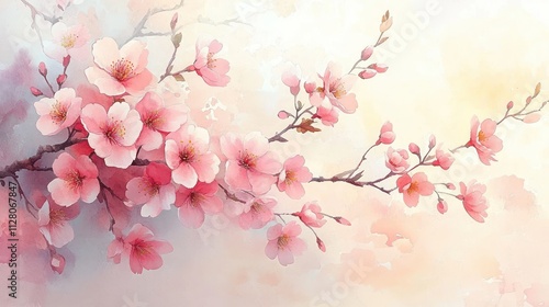 Wallpaper Mural Cherry Blossom Blooming Landscape Watercolor Spring Sakura Nature View Torontodigital.ca