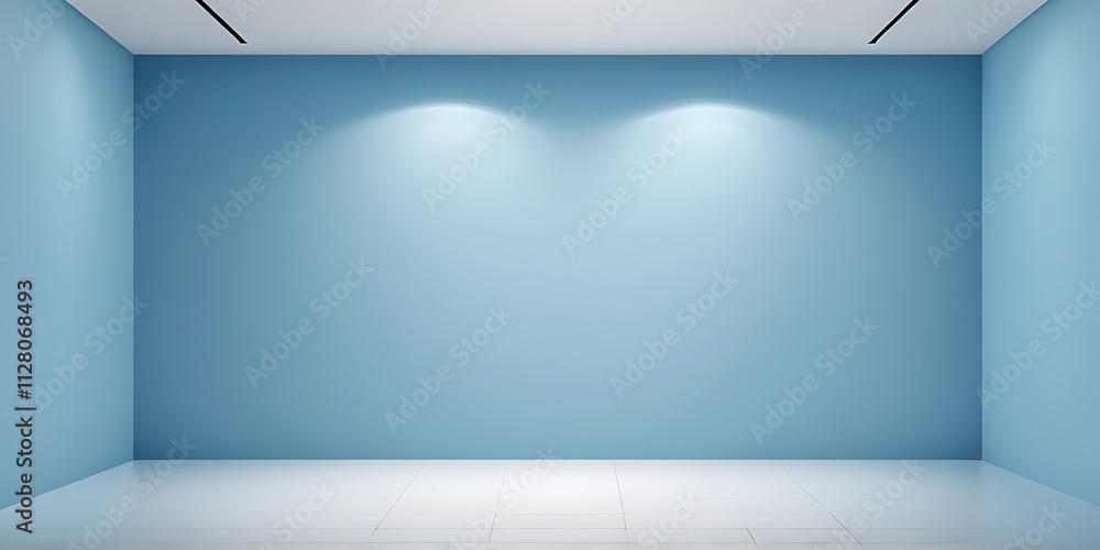 Fototapeta premium Minimalist Modern Interior with Empty Display Area on Gradient Blue Background