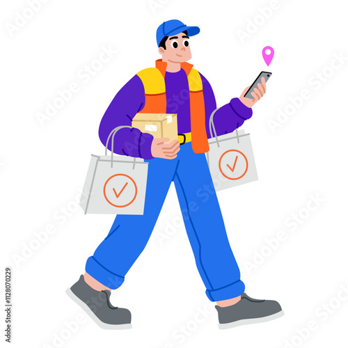Delivery service with a man delivering packages