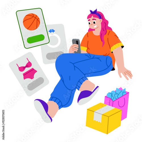 Woman Shopping Online On Mobile Phone