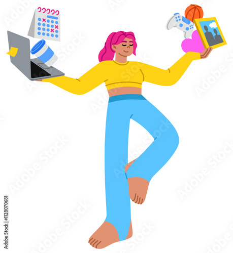 Young woman maintains a work-life balance