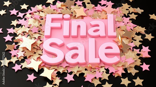 Colorful final sale sign surrounded by shimmering stars, perfect for promoting discounts and festive shopping.
